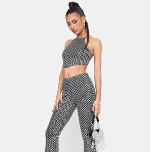 Silver Sequin Pants + Halter Top Set